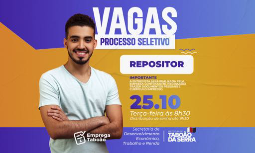 Emprega Taboão promove seleção para vagas de repositor nesta terça, 25