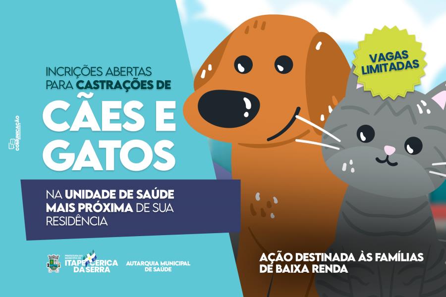 Itapecerica da Serra abre inscrições para castrar animais de famílias de baixa renda