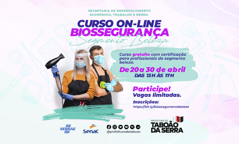 Curso online gratuito sobre Biossegurança para o segmento de beleza é oferecido em Taboão