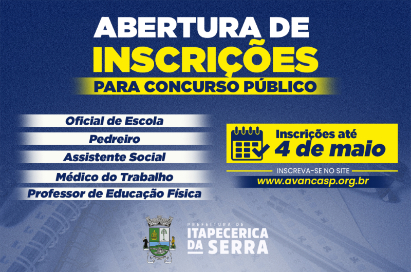 Prefeitura de Itapecerica da Serra abre concurso público com vagas em diversas áreas