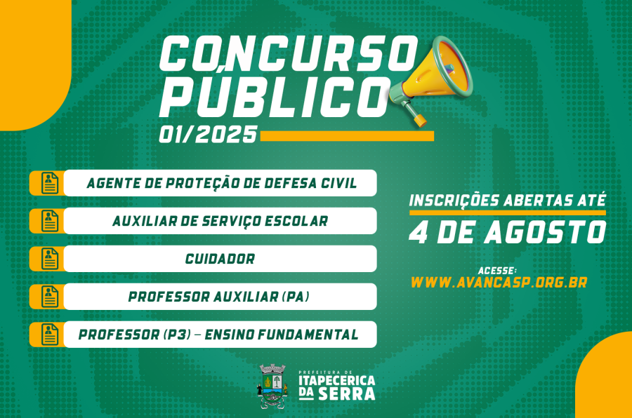 Itapecerica da Serra abre Concurso Público com vagas para níveis médio e superior