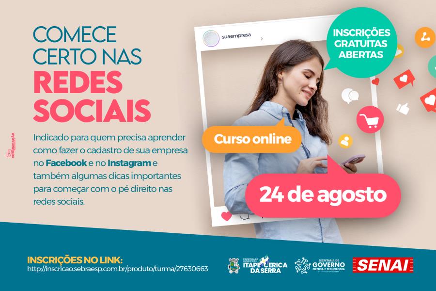 Prefeitura de Itapecerica da Serra e Sebrae promovem cursos online dias 24 e 25/8