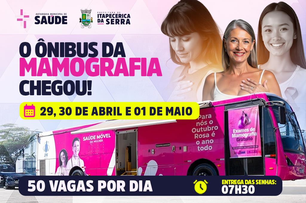 Ônibus da Mamografia oferece exames gratuitos em Itapecerica da Serra a partir desta quarta (29)